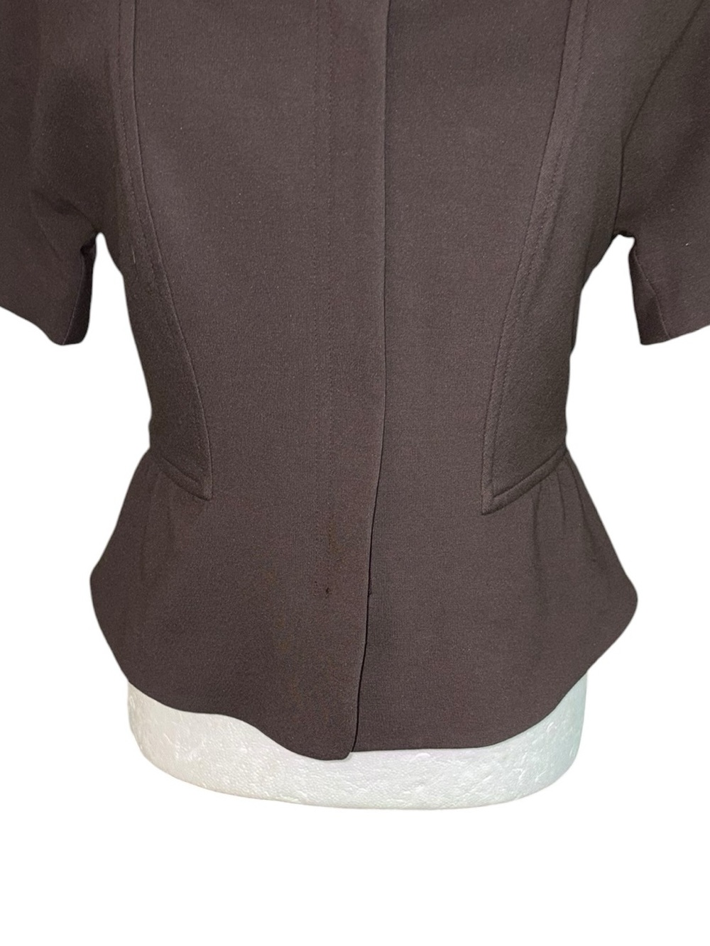 New Charles Chang-Lima Y2k Brown Ponte Knit Peplum Cropped Blazer Top - 8 View 6